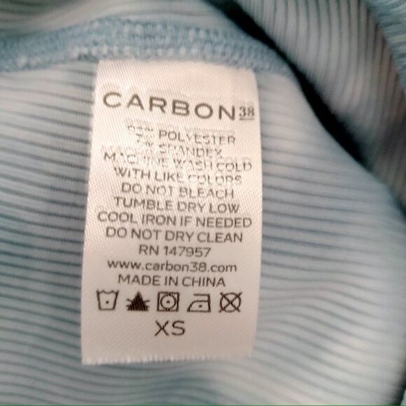 Carbon38 Tie Dye Ribbed High Waisted Biker Shorts Blue XS - Picture 7 of 7